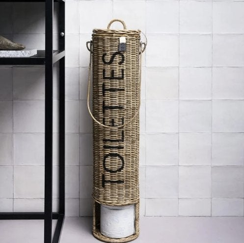 Rivera Maison  Rustic Rattan Toilettes toiletrolhouder, Ophalen, Zo goed als nieuw, Natuurlijk materiaal, Landelijk