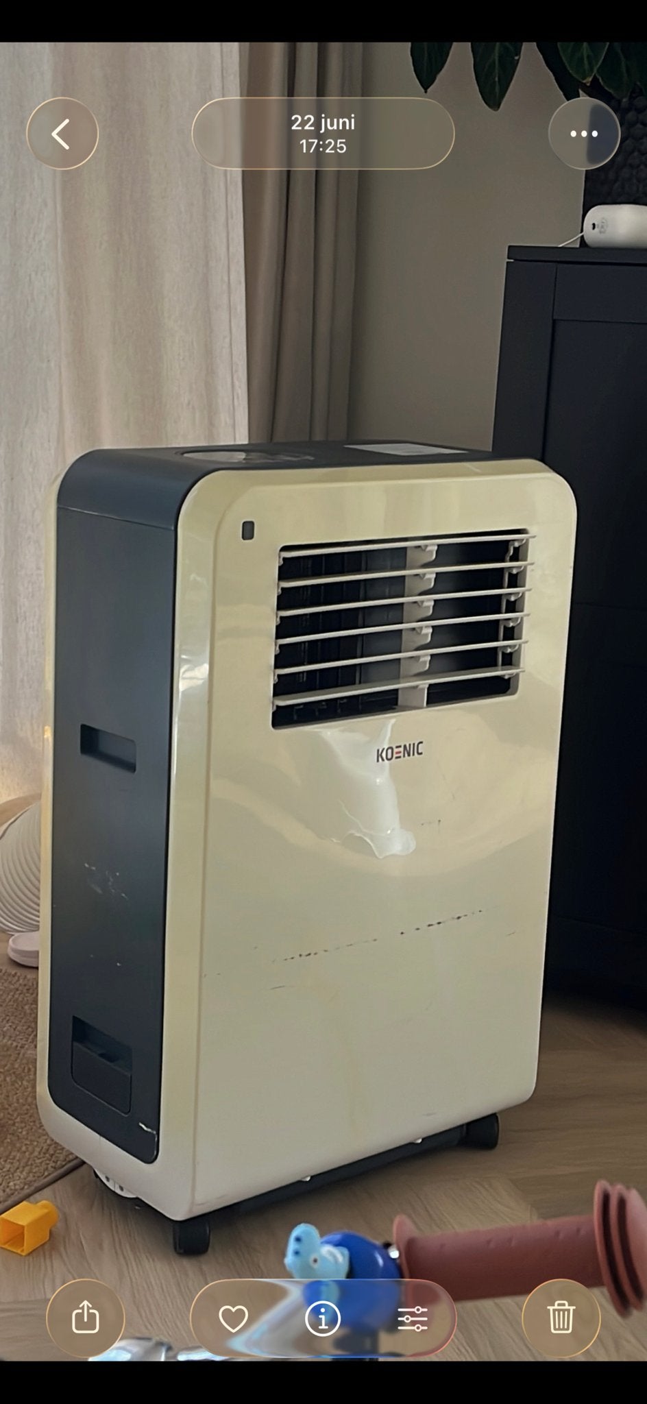 Koenic Mobiele Airco met Slang en Afstandsbediening, Witgoed en Apparatuur, Airco's, Ophalen, Gebruikt, Minder dan 60 m³, 3 snelheden of meer