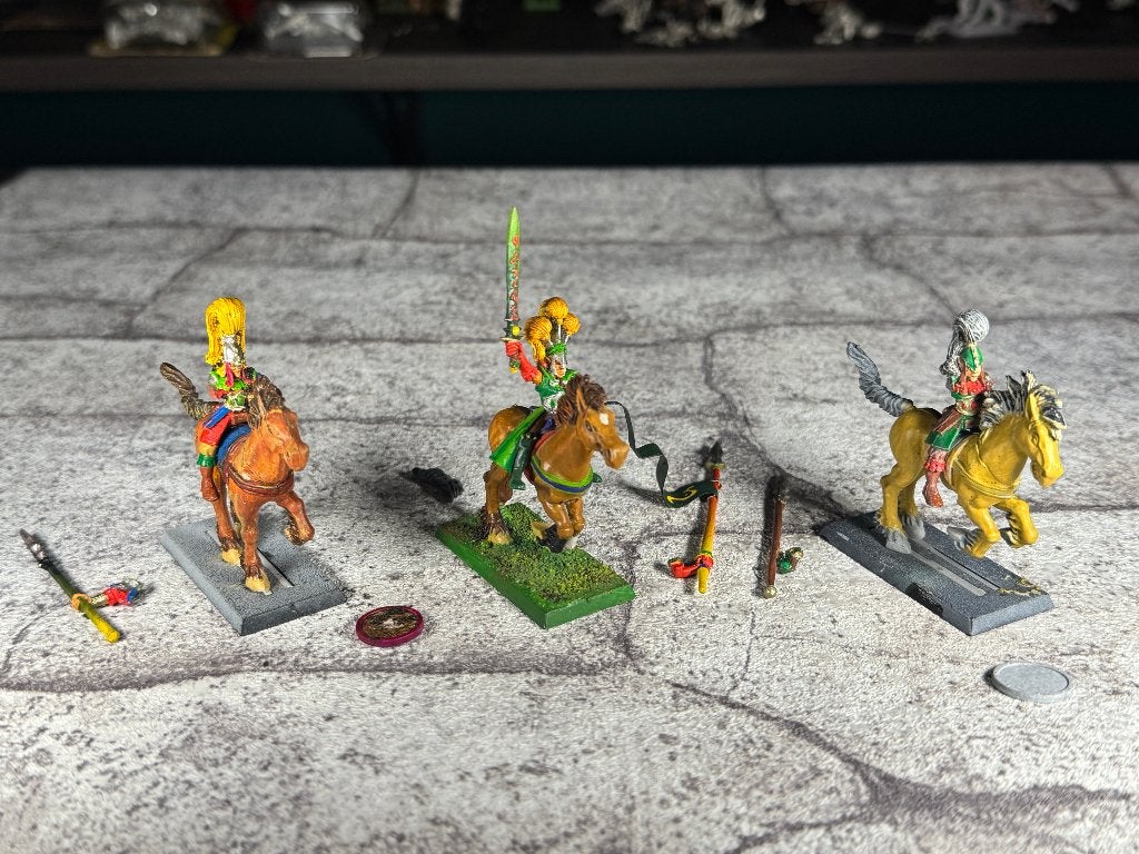 3x Wood Elf Glade Riders met speren metal RARE, Ophalen of Verzenden, Gebruikt, Warhammer, Figuurtje(s)