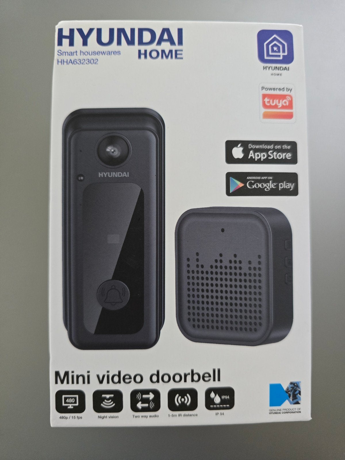 Hyundai Home Compact 2.0 Videodeurbel met ontvanger -Nieuw-, Ophalen of Verzenden, Nieuw, Buitencamera