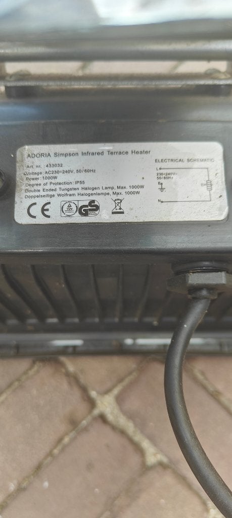 heater, Tuin en Terras, Terrasverwarmers, Elektrisch, Gebruikt, Ophalen of Verzenden, Waterbestendig