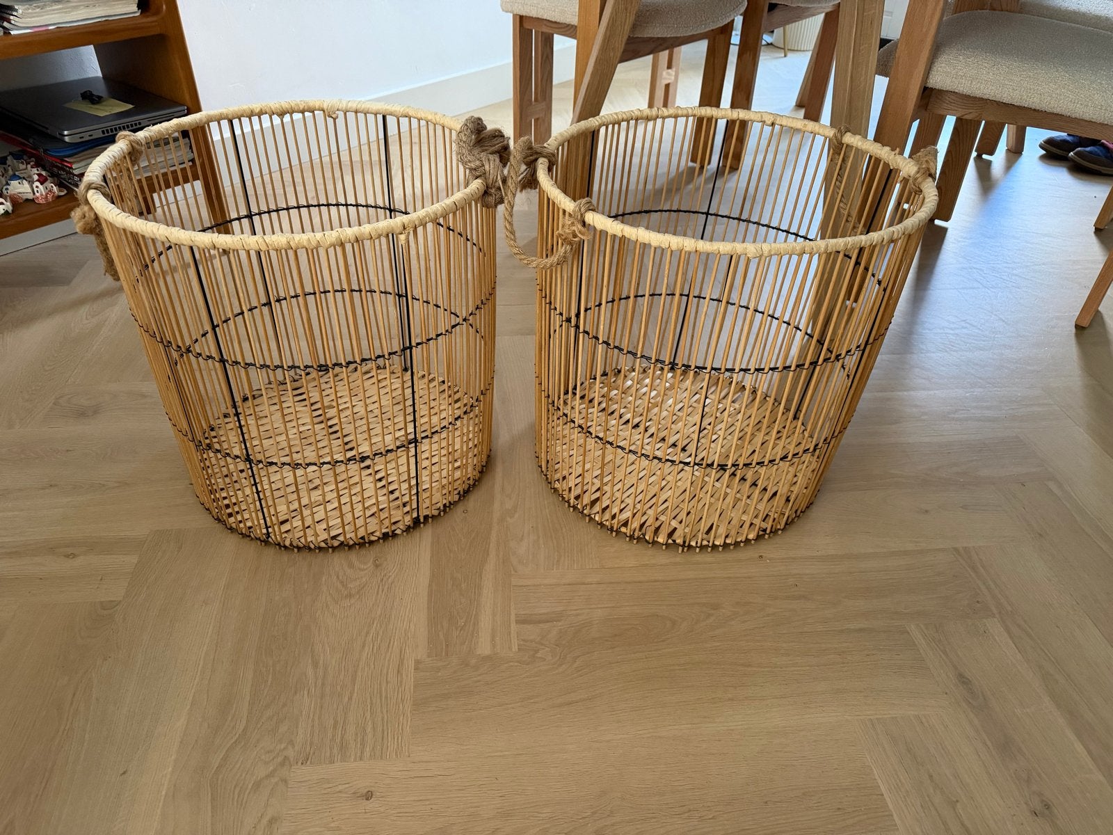 ZGAN 2x Rotan manden met handvatten - Diameter 46 cm, Ophalen, Met handvatten, Gebruikt, Mand
