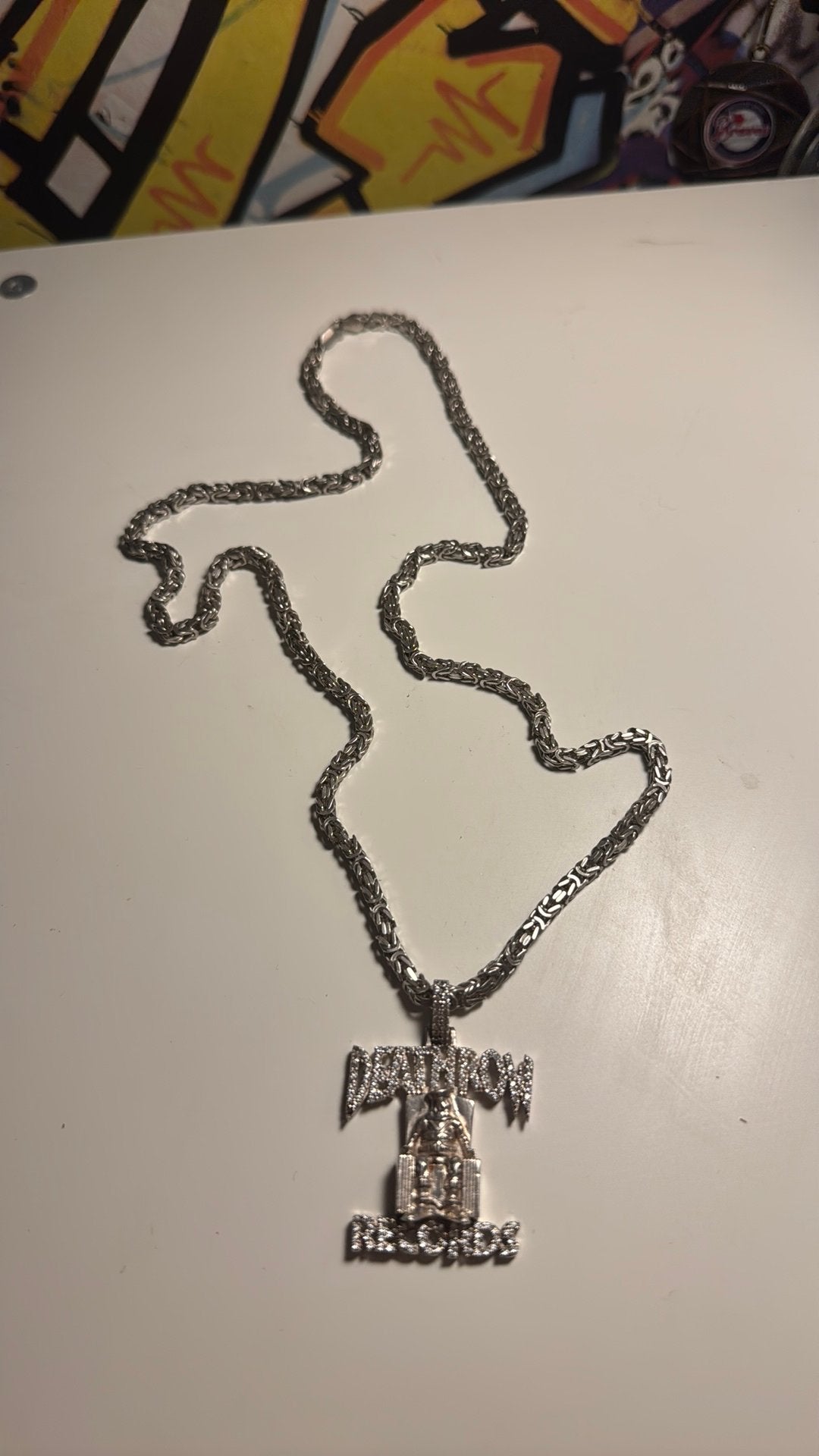 Deathrow hanger met koningsketting, Ophalen of Verzenden, Zo goed als nieuw, Zilver