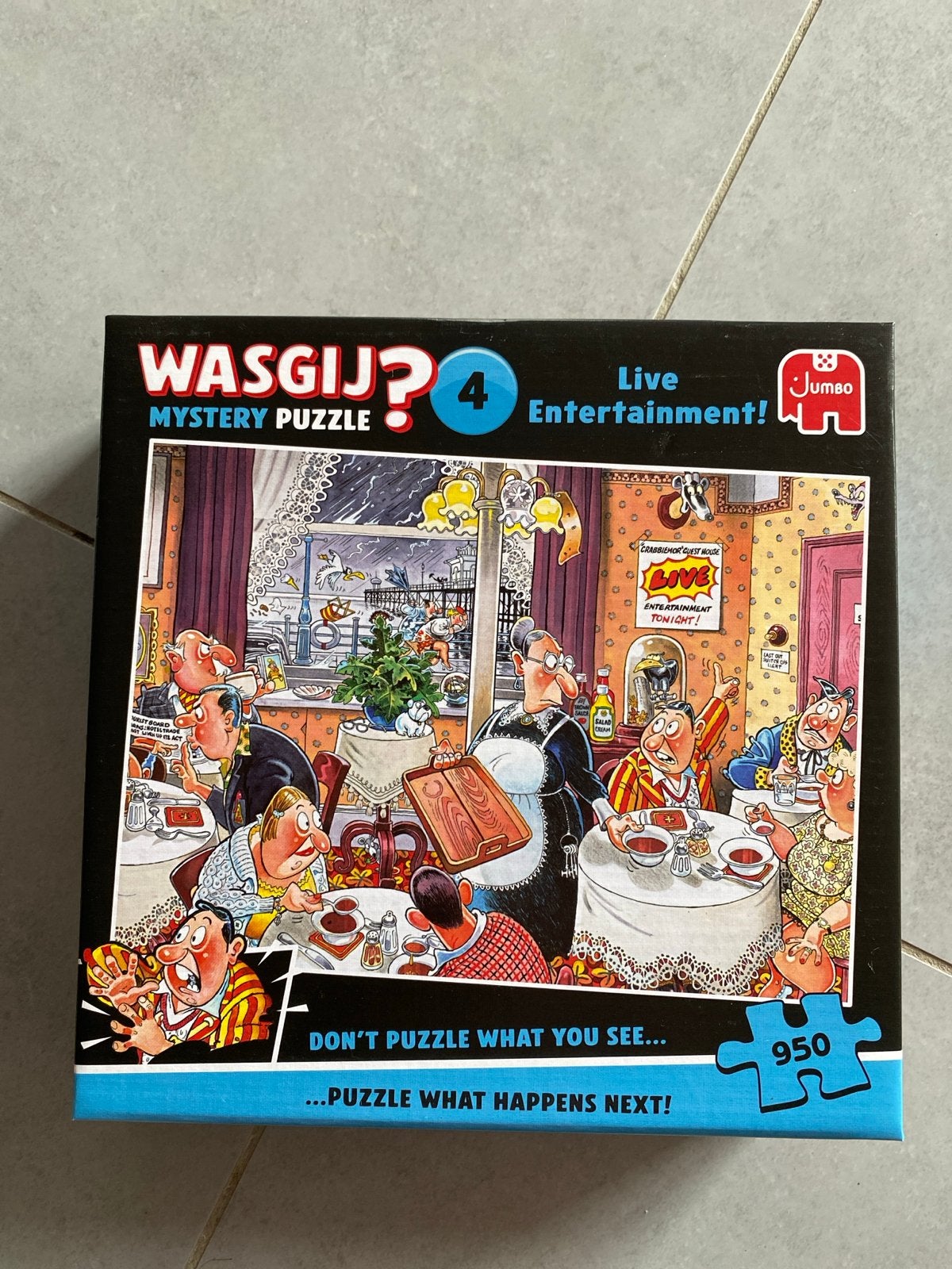 Wasgij? Mystery Puzzel 4: Live Entertainment! (950 stukjes), Hobby en Vrije tijd, Ophalen of Verzenden, 500 t/m 1500 stukjes, Zo goed als nieuw