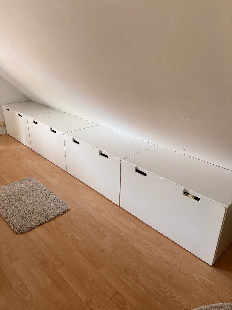 4 Ikea opbergbanken Småstad/Stuva – wit – €100 voor alle 4, Ophalen, 1 of 2 laden, 50 tot 100 cm, Zo goed als nieuw