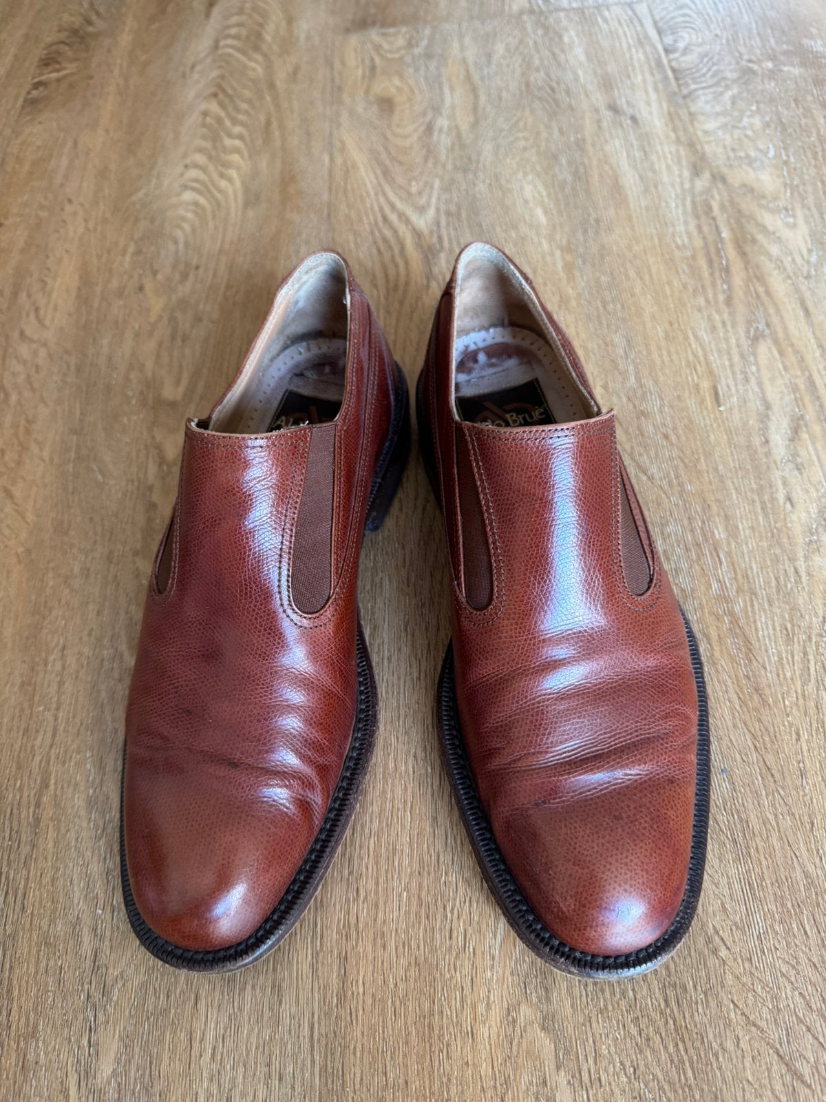 Handgemaakte italiaanse schoenen merk Aldo Brue maat 40, Loafers, Bruin, Ophalen of Verzenden, Gedragen
