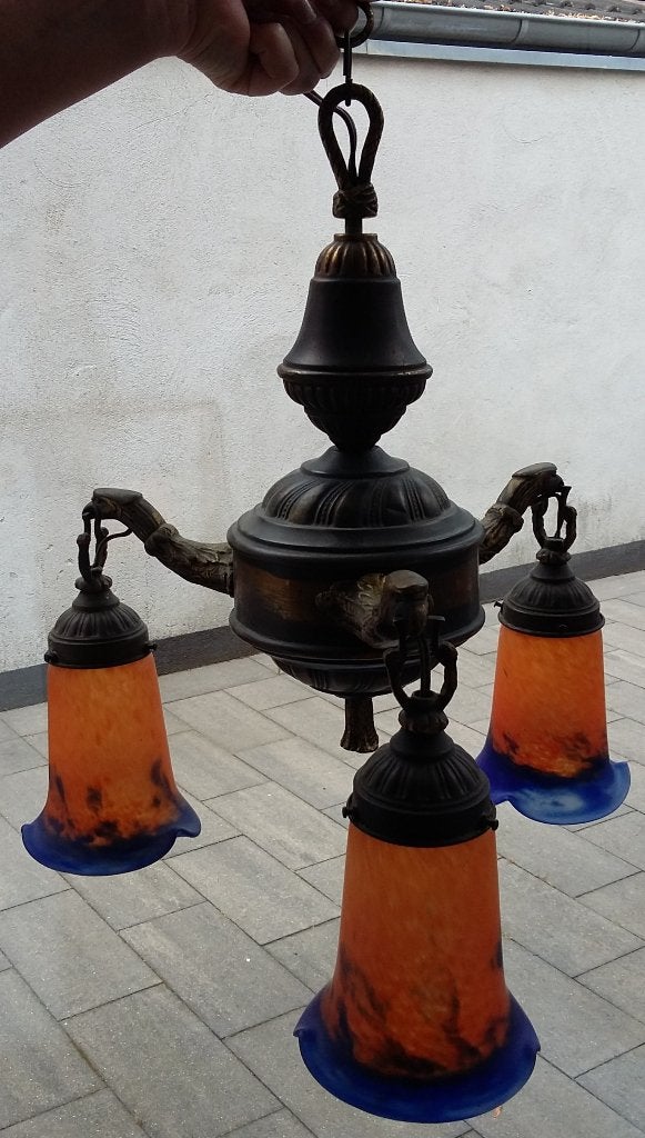 Omstreeks 1925 Art Deco Lamp Hanglamp NOVERDY Frankrijk, Ophalen of Verzenden