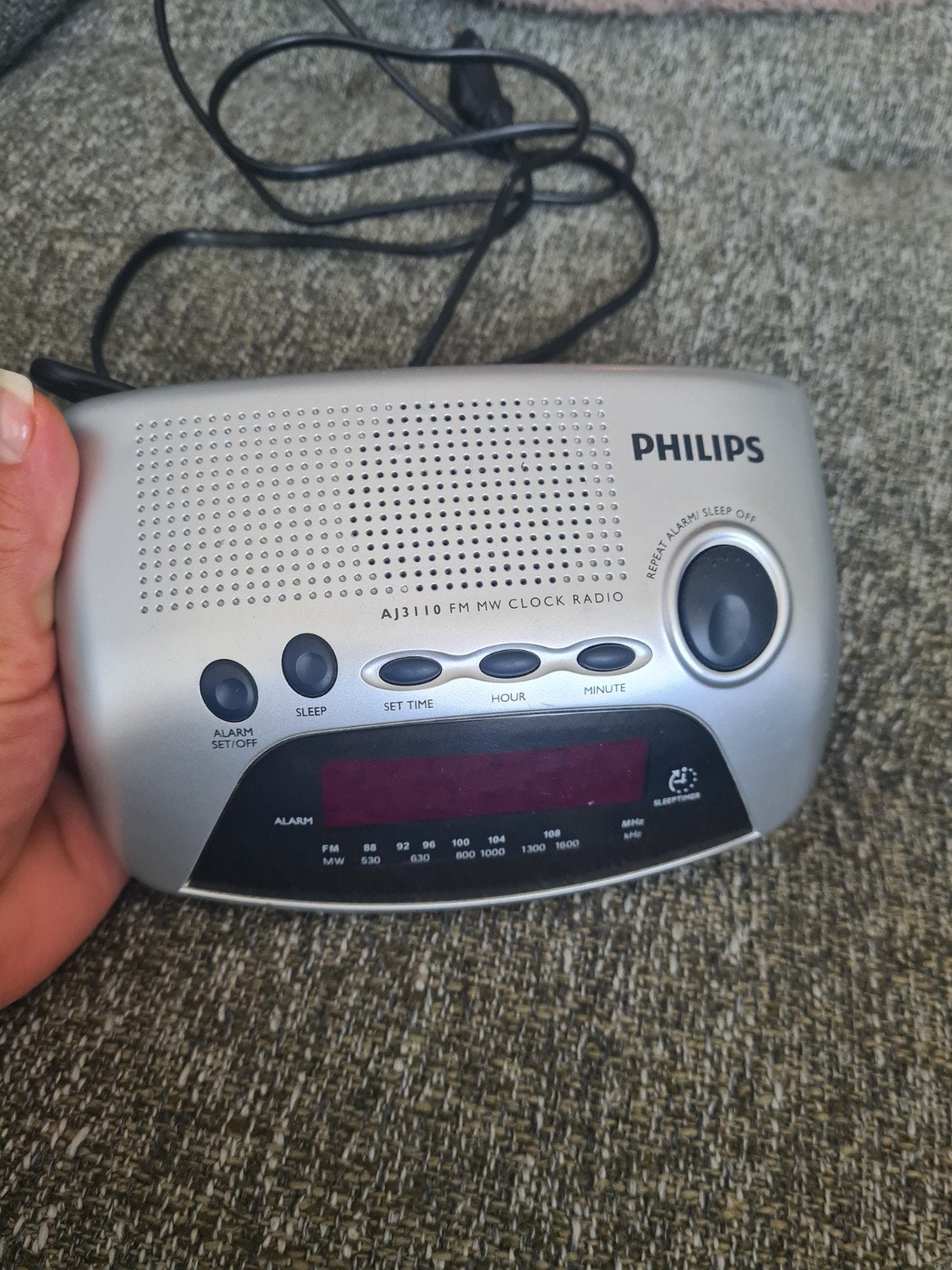 Philips AJ3118/12 Wekker Radio Klok - Zilver, Ophalen of Verzenden, Gebruikt, Radio