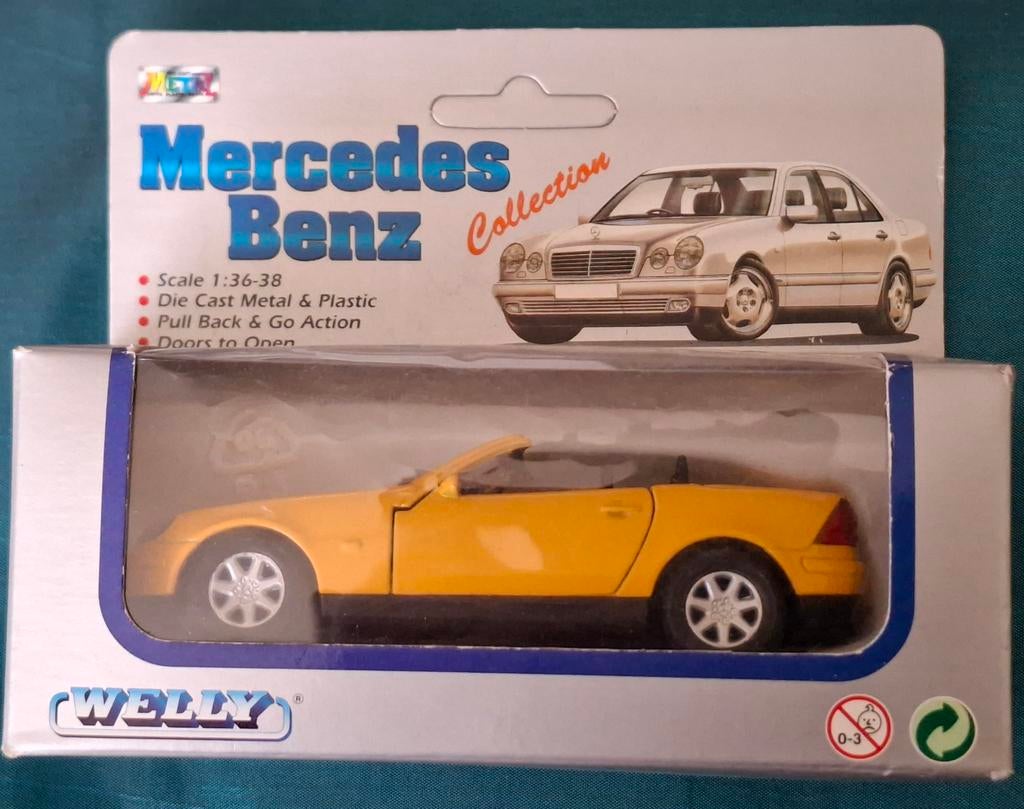 WELLY Mercedes Benz geel 9725C ( SLK 230) blauw 9035C 500SL, Hobby en Vrije tijd, Modelauto's | 1:87, Ophalen of Verzenden, Auto