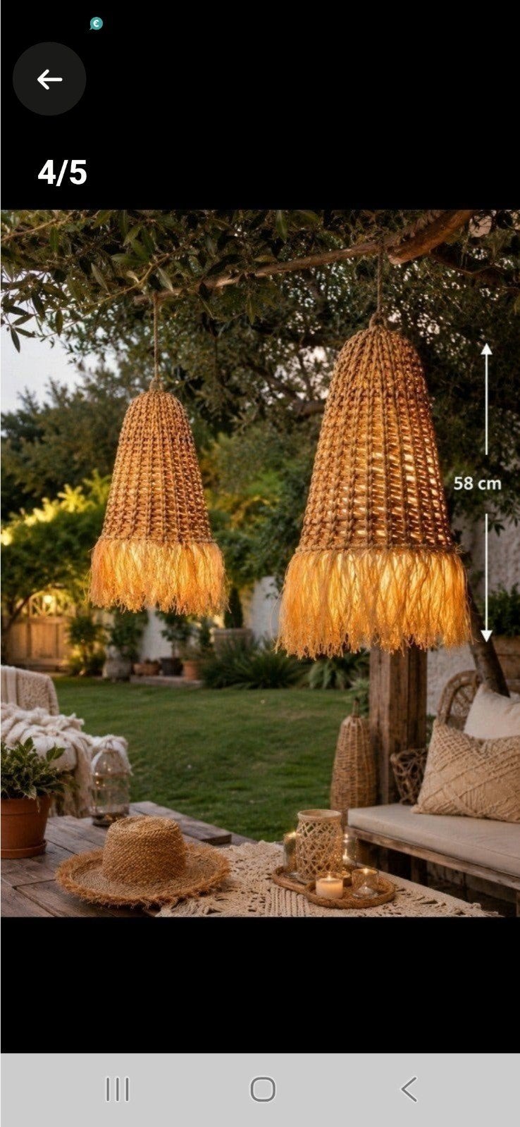 Ibiza Boho Rieten Lampenkap - 2 Afmetingen, Ophalen of Verzenden, Nieuw, Natuurlijk materiaal, Ibiza Boho