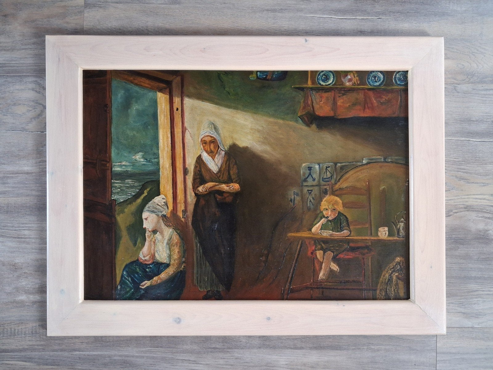 Schilderij # Zeeuws gezin in oud huisje aan zee, Ophalen