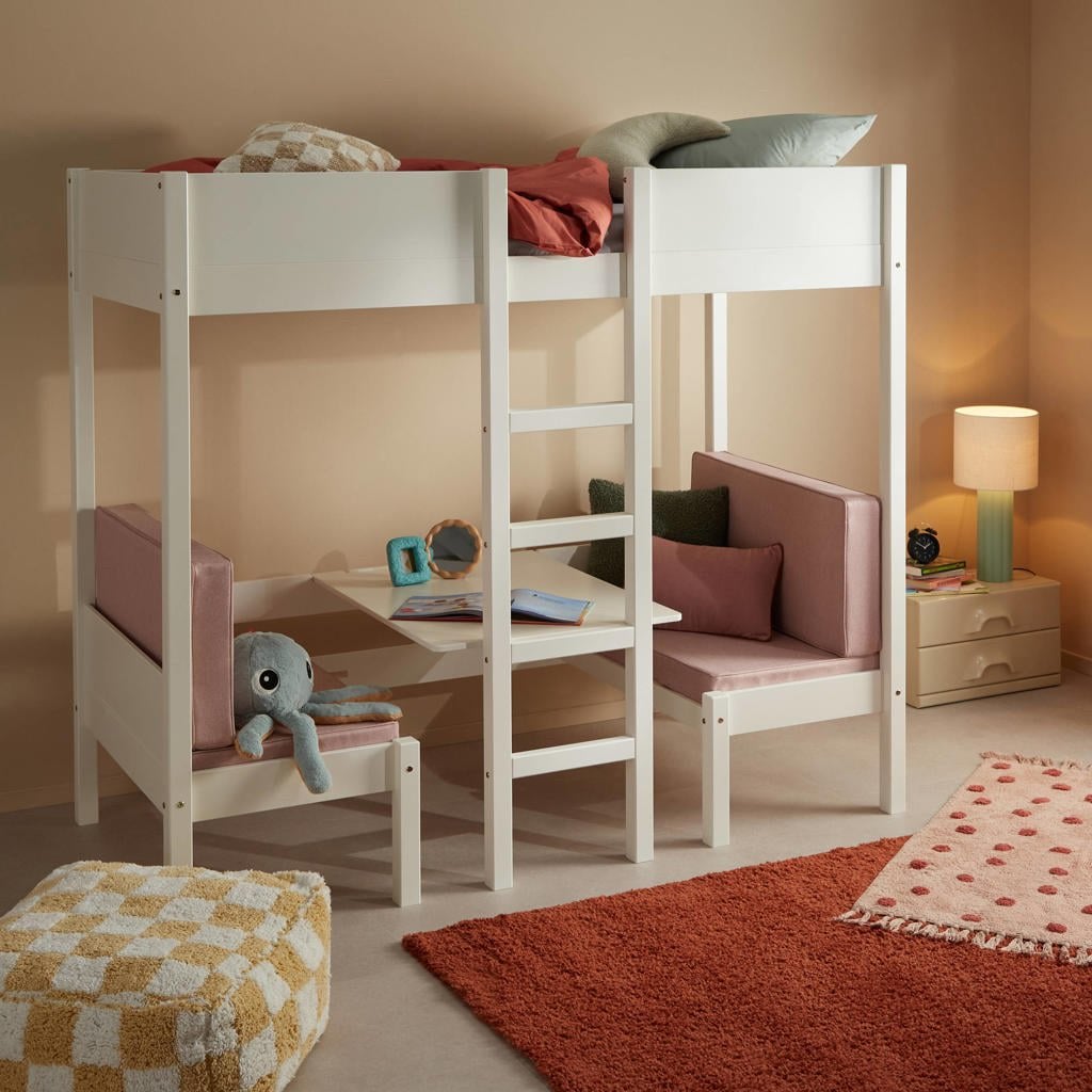 NOUS Kids hoogslaper 90x200 met logeerbed – wit, Kinderen en Baby's, Kinderkamer | Stapelbedden en Hoogslapers, Ophalen, Zo goed als nieuw
