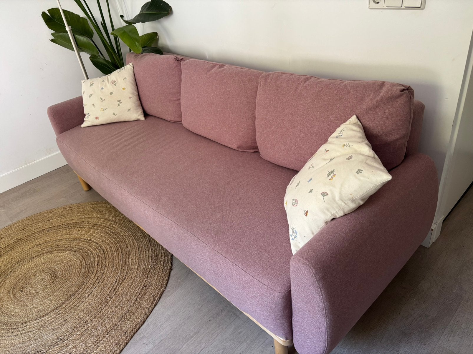 3-sits slaapbank oudroze, Ophalen, Tweepersoons, 140 cm, Zo goed als nieuw