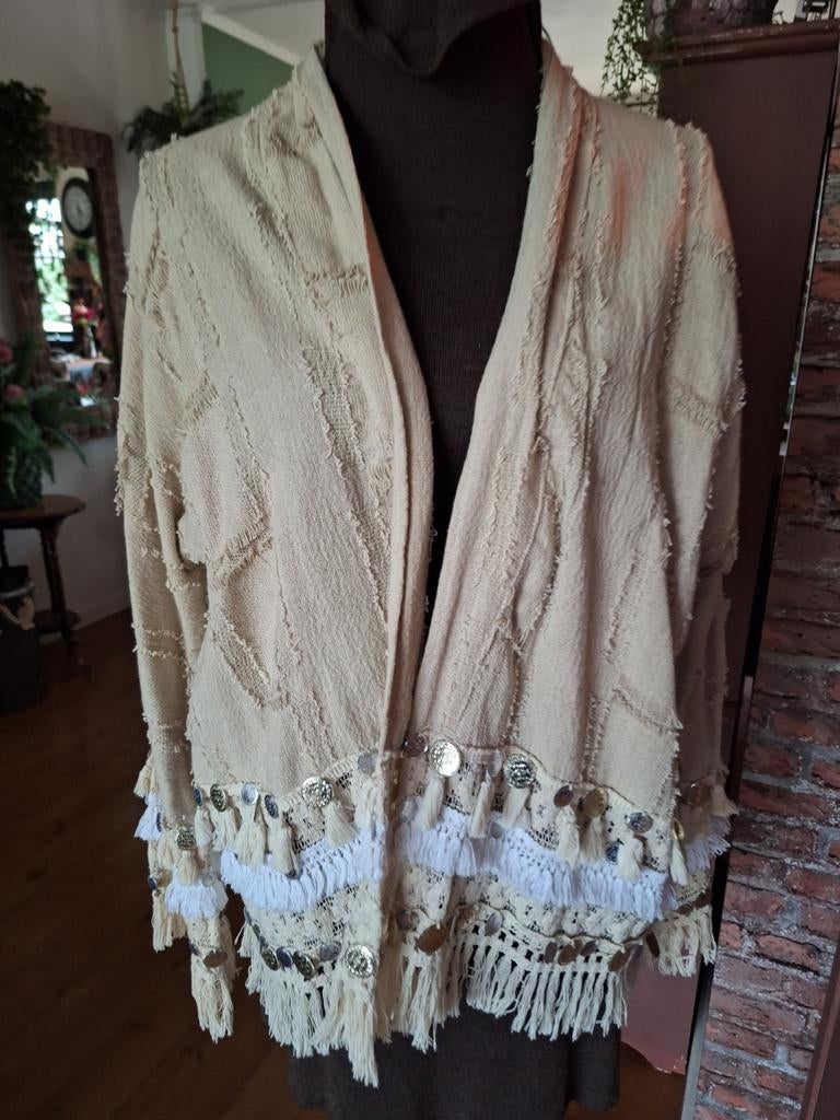 Jasje vest ibiza style boho one size, Ophalen of Verzenden, Gedragen, Maat 38/40 (M), Beige