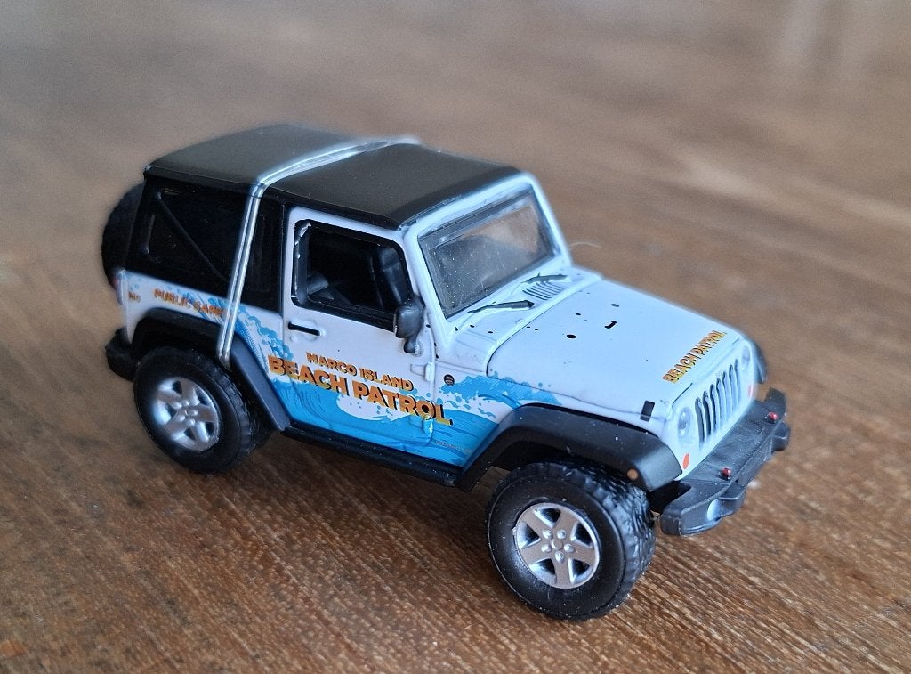 2012 Jeep Wrangler Greenlight 1/64 Beach Patrol Marco Island, Ophalen of Verzenden, Nieuw, Auto