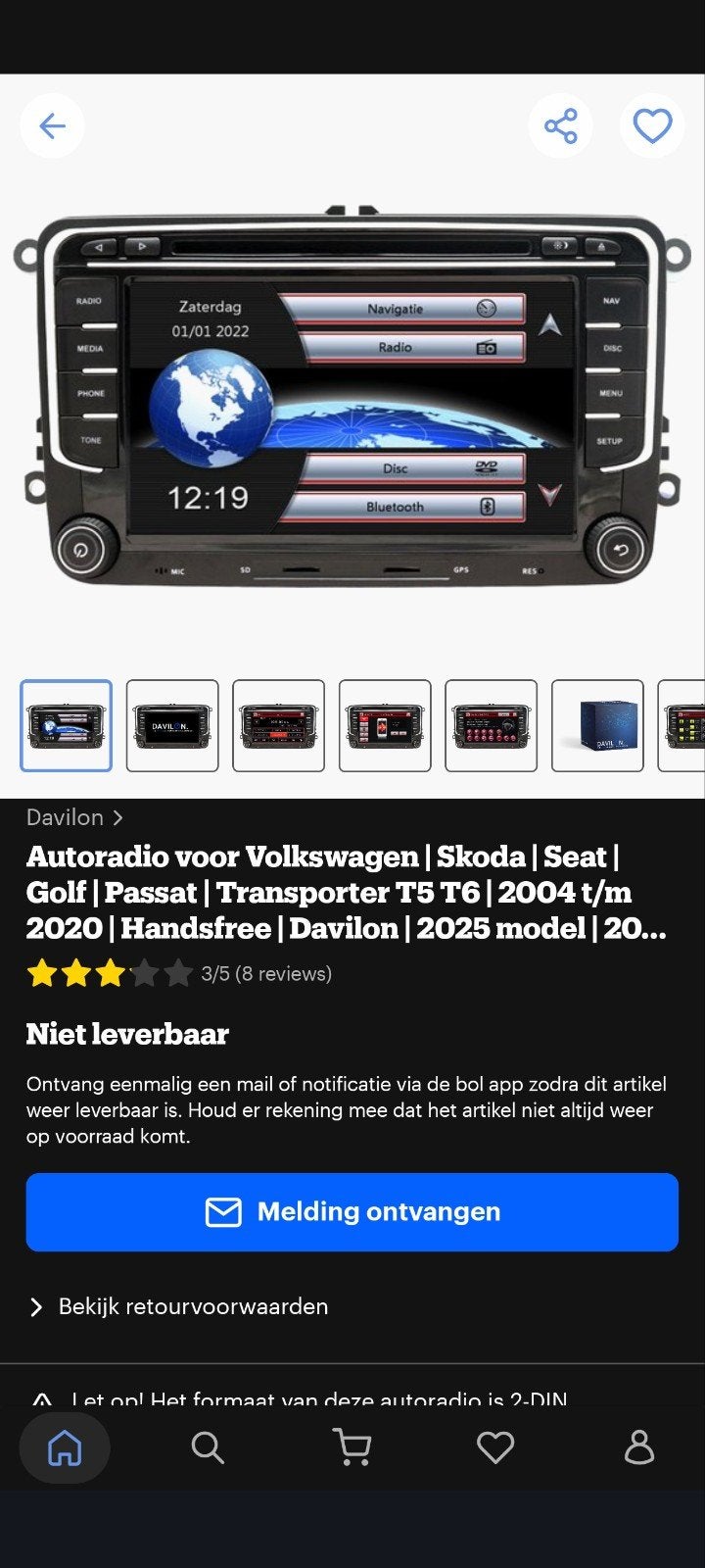 Davilon Multimedia Autoradio VW/Skoda/Seat - Navigatie, Ophalen of Verzenden, Zo goed als nieuw