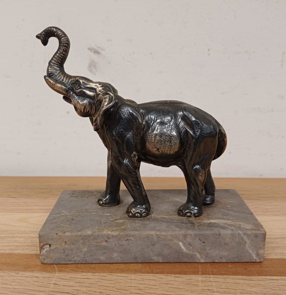 Brons olifant op marmeren voet, Antiek en Kunst, Ophalen of Verzenden, Brons