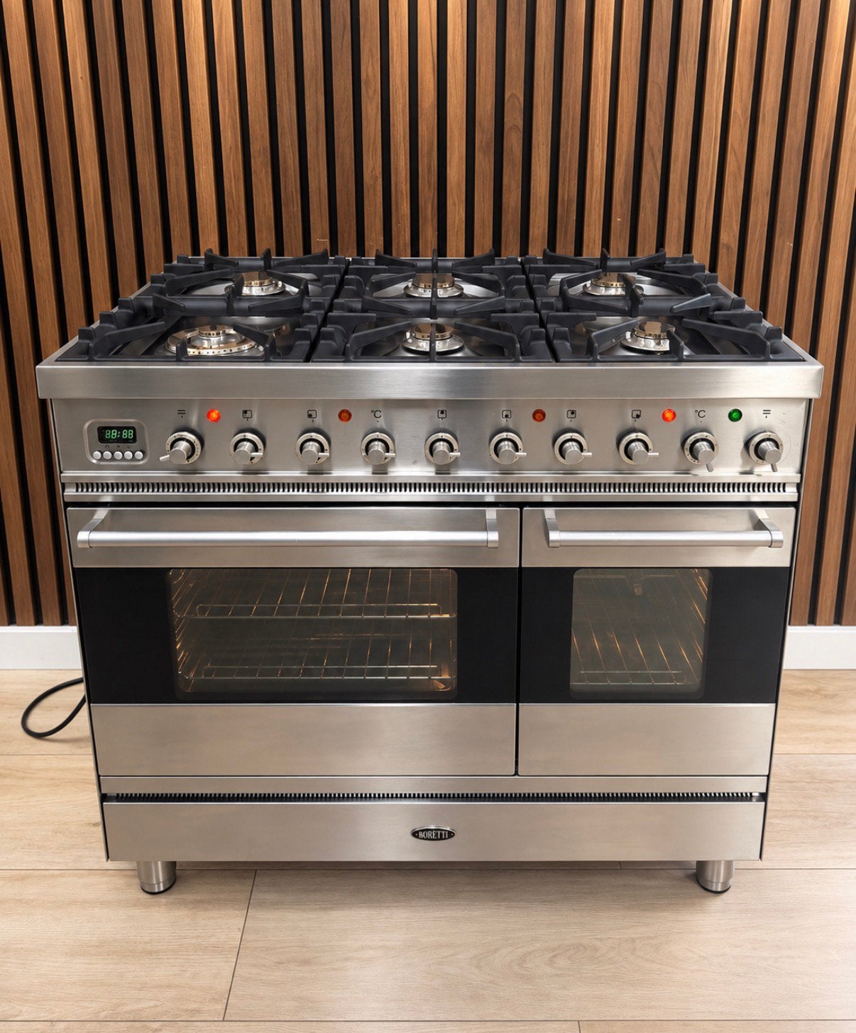 Luxe Rvs Boretti Gasfornuis 90 cm (Gratis bezorgen), 5258sh, 60 cm of meer, Ophalen of Verzenden, Zo goed als nieuw