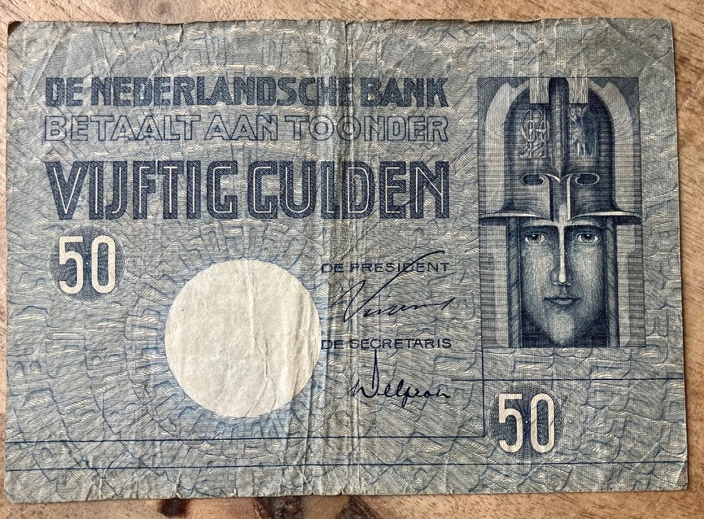 bankbiljet 50 gulden 1929 Minerva, Postzegels en Munten, Ophalen, 50 gulden, Los biljet