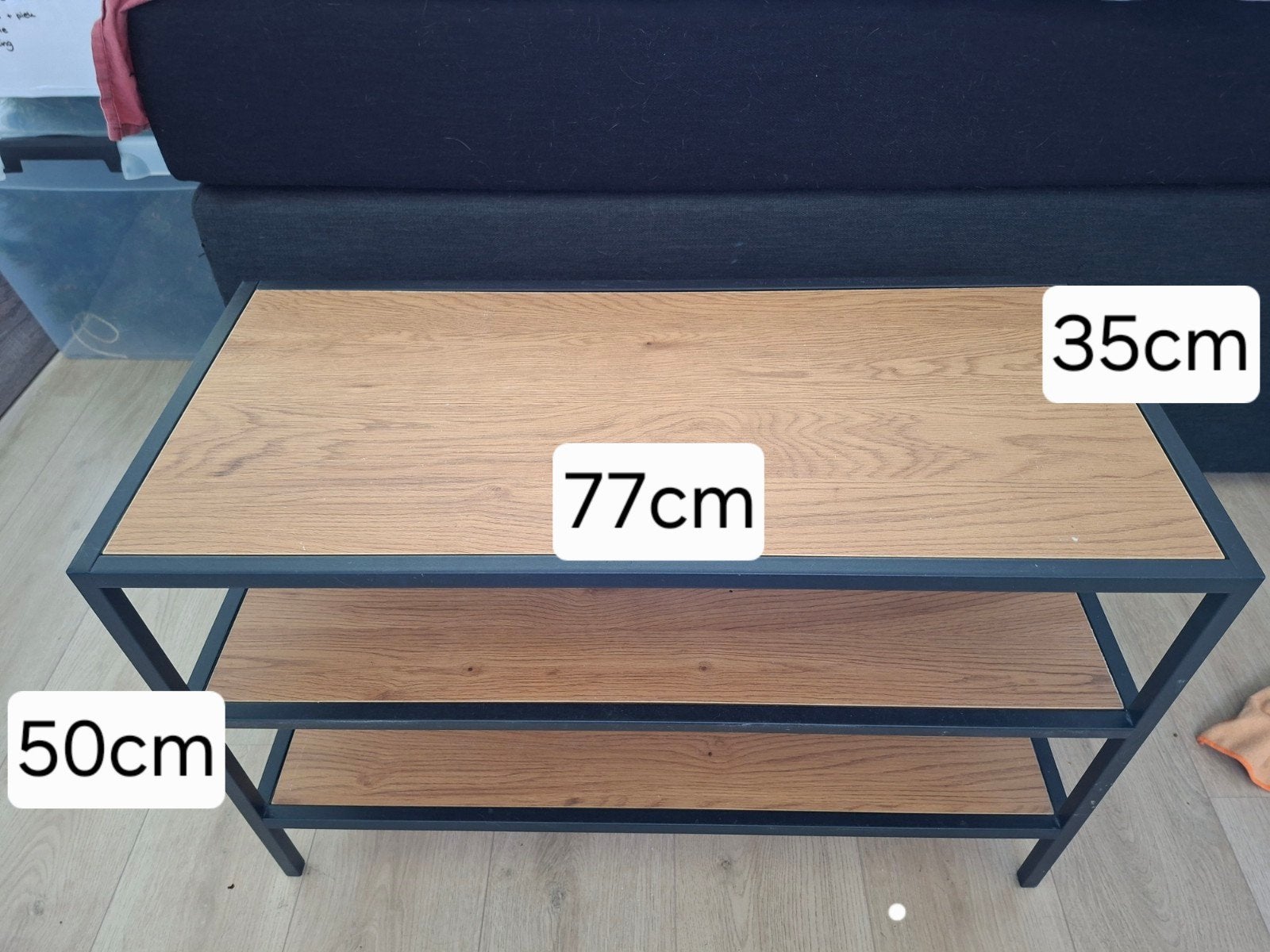 Schoenenkast met 3 lagen, houtkleur met zwart frame, Ophalen, Gebruikt