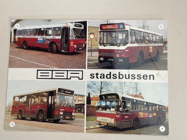 Vintage ansichtkaart uit 1982. BBA stadsbussen. DAF Volvo., Ophalen, Zo goed als nieuw, Auto's