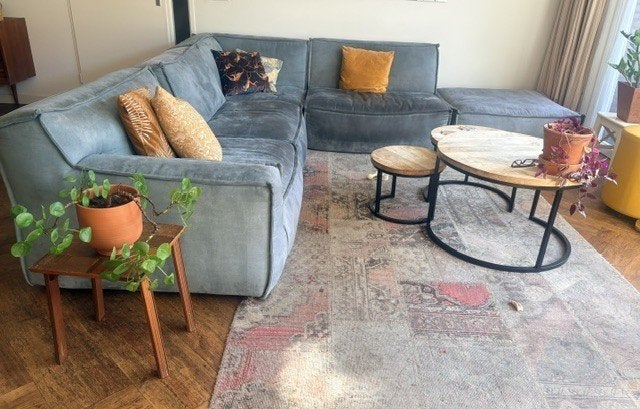 Gratis afhalen modulair bankstel met extra poef-zitplaats, Ophalen, Gebruikt, 75 tot 100 cm, Stof
