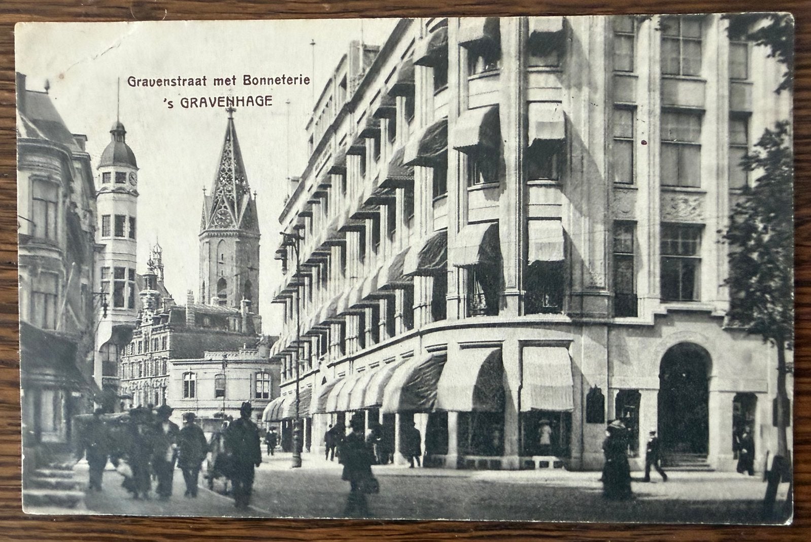 Ansichtkaart Den Haag - Gravenstraat met Bonneterie 1917, Verzamelen, Ophalen of Verzenden, Voor 1920, Gelopen, Zuid-Holland