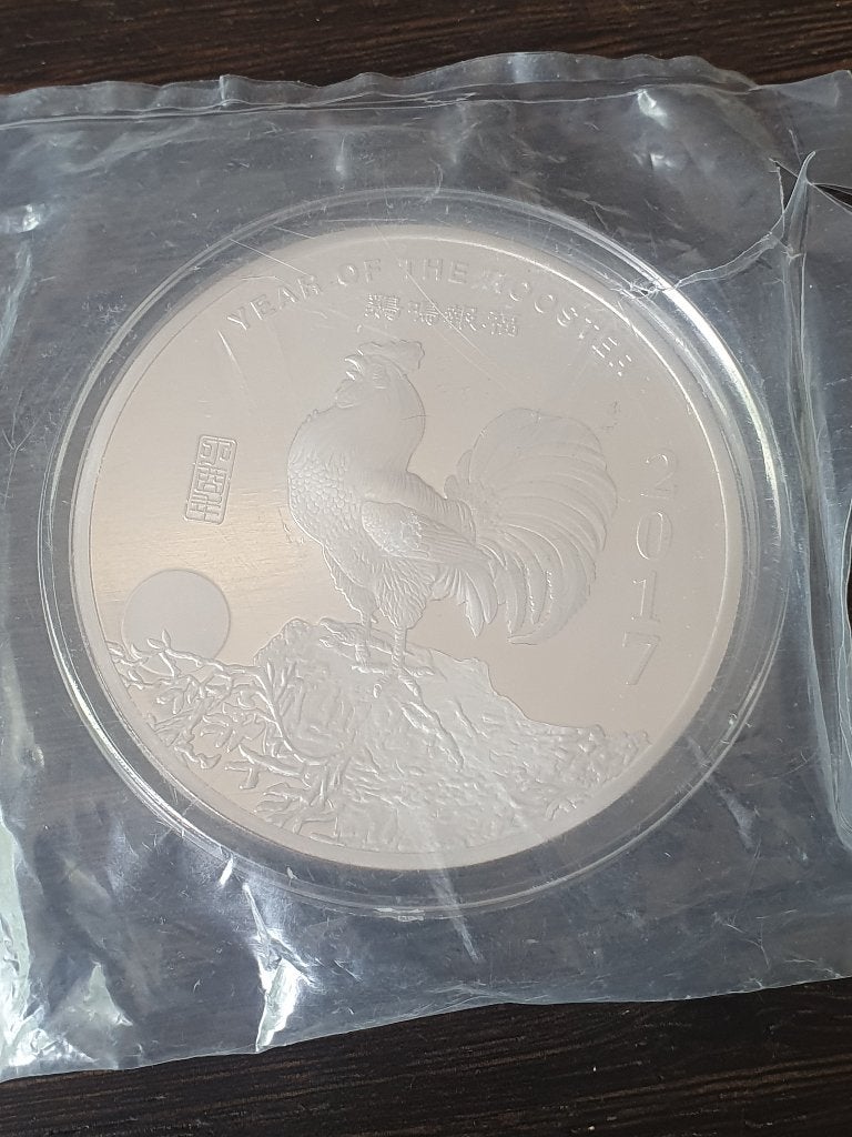 Lunar 5 oz ounce zilver Haan Rooster 2017 in seal, Postzegels en Munten, Edelmetalen en Baren, Ophalen, Zilver