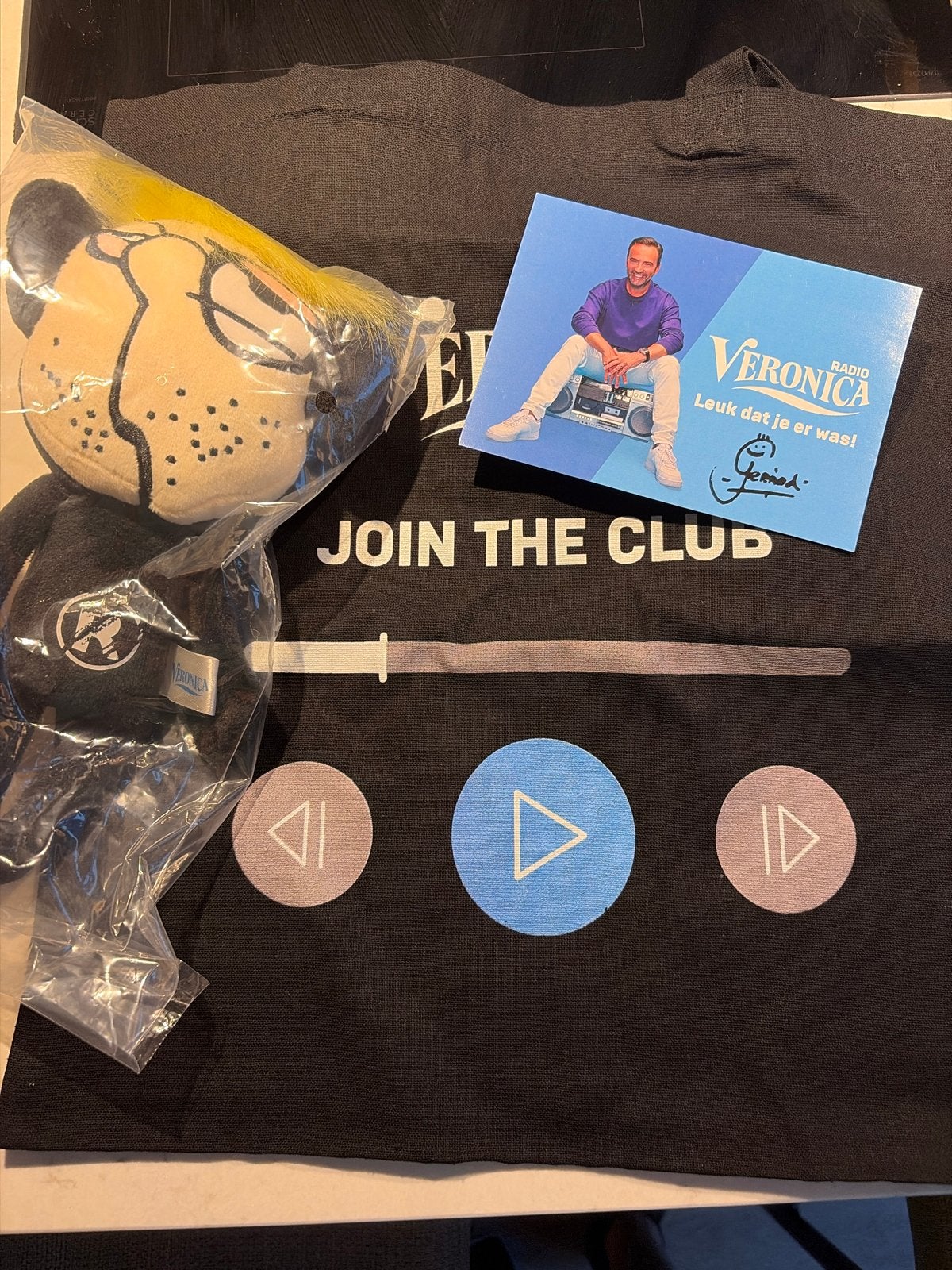 Radio Veronica tas, knuffel en kaart met Gerard Ekdom handte, Ophalen, Nieuw