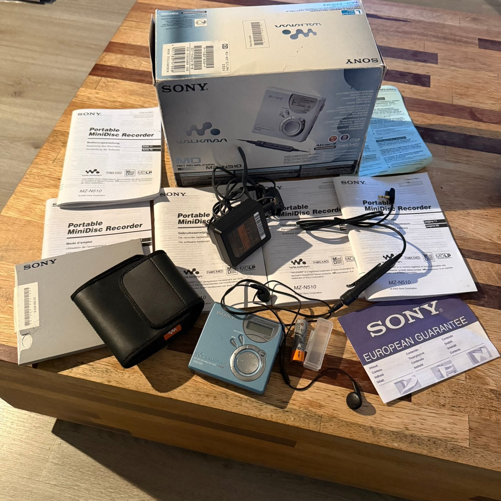 Sony MZ-N510 Net MD Walkman Flow Blue compleet, Ophalen of Verzenden, Minidisc-recorder
