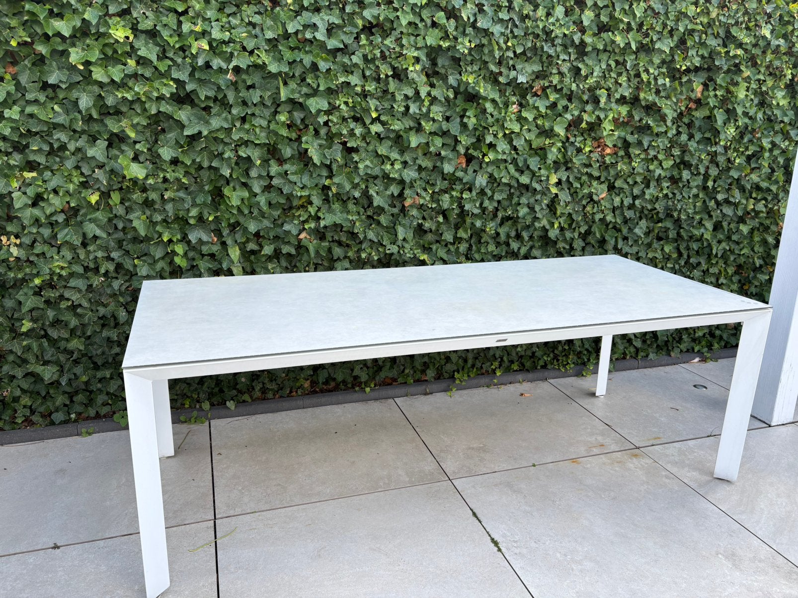 Tuintafel wit met grijze glasplaat van Bellagio, Ophalen, Gebruikt, Rechthoekig, Aluminium