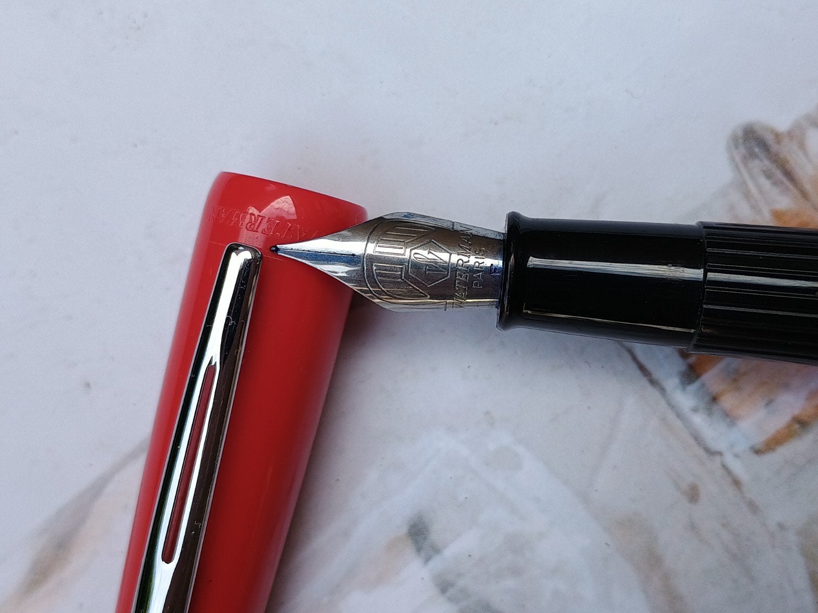 Vintage rode Waterman vulpen, Verzamelen, Ophalen of Verzenden, Vulpen, Waterman