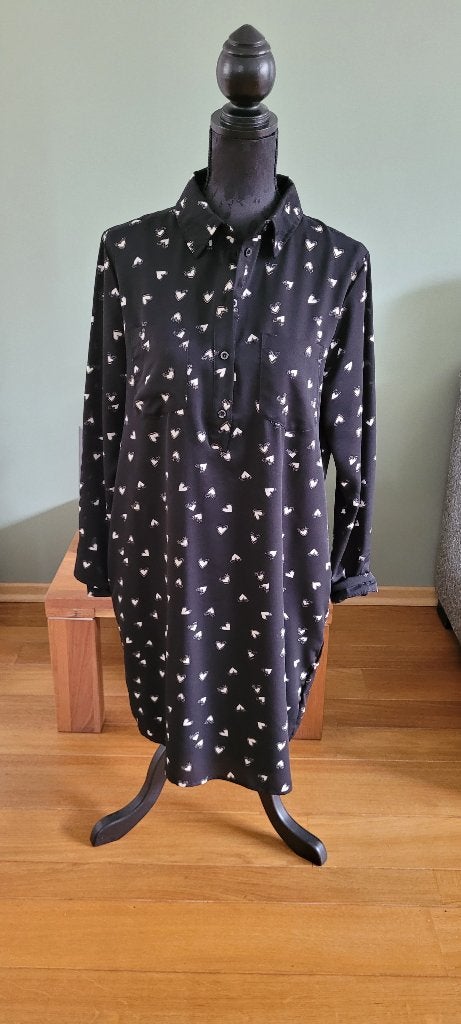 ESQUALO hartjes jurkje jurk blouse tuniek maat 40 zgan, Kleding | Dames, Maat 38/40 (M), Zwart, Ophalen of Verzenden, Knielengte