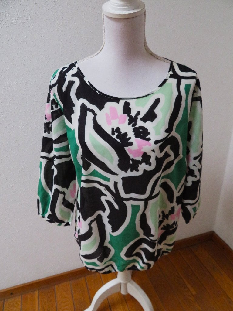 M34 OPUS blouse shirt groen zwart roze maat 42, Maat 42/44 (L), Ophalen of Verzenden, Zo goed als nieuw, Opus