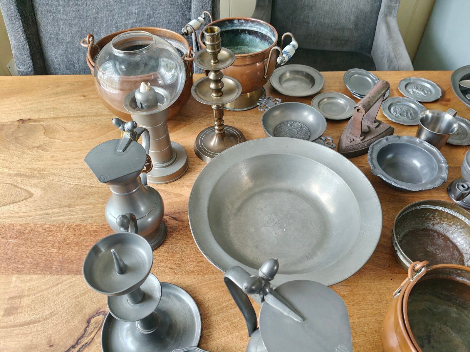 Grote collectie antiek tin en koperwerk, Antiek en Kunst, Ophalen