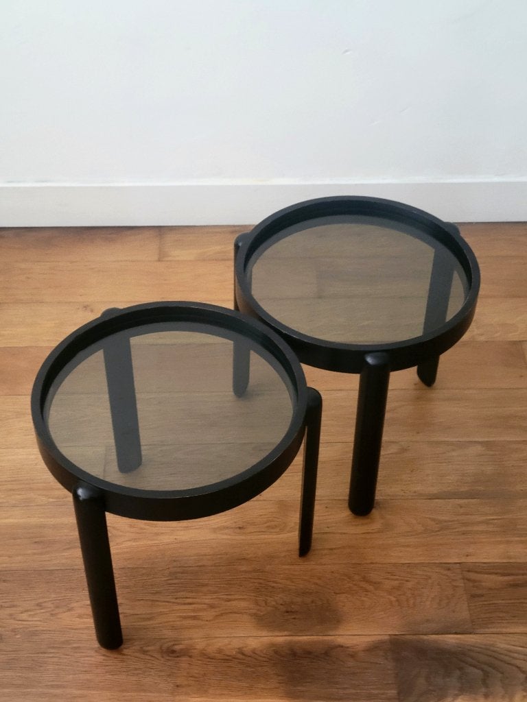 Porada Arredi nesting tables, set van 2, Made in Italy, Minder dan 45 cm, Minder dan 55 cm, Gebruikt, Rond