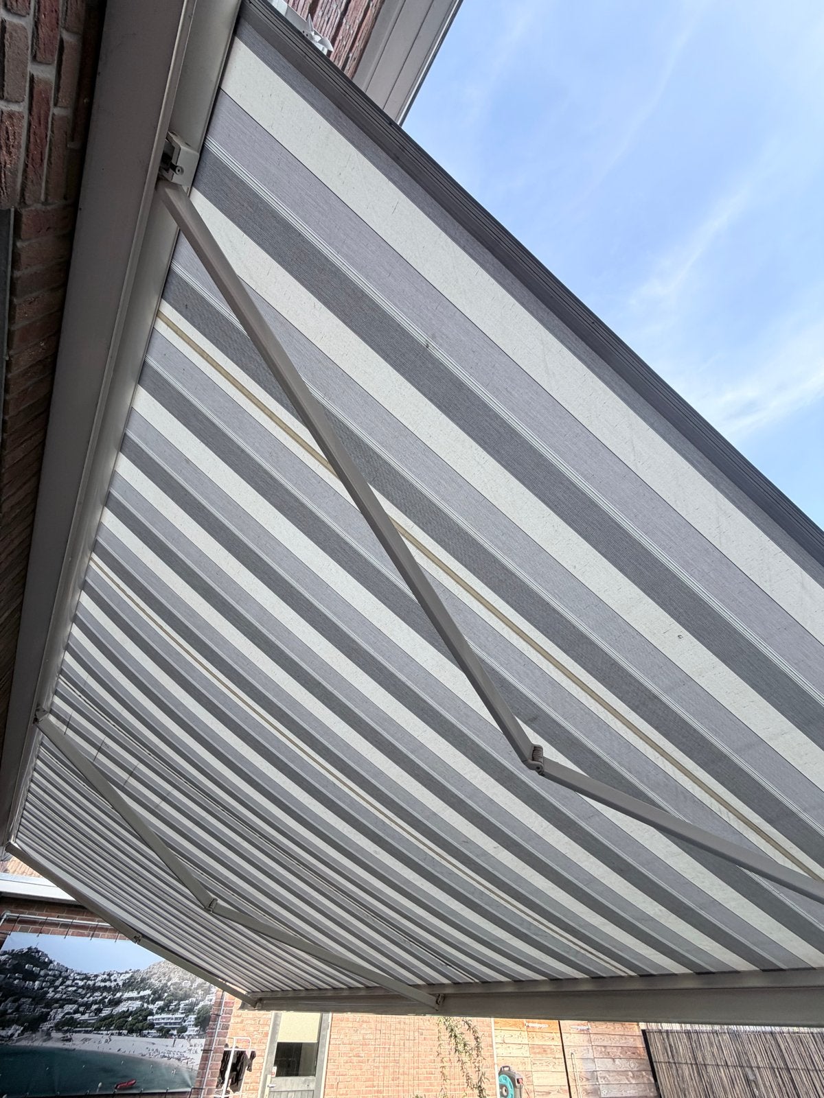 Zonnescherm 7,5m x 3,5m - Gebruikt, goede staat, Tuin en Terras, Zonneschermen, Gebruikt, 450 cm of meer, Elektrisch, Ophalen of Verzenden