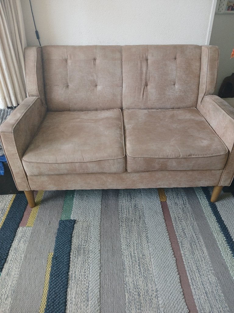 Compacte 2-zitsbank - Neutrale kleur, makkelijk schoon, Huis en Inrichting, Ophalen, Gebruikt, Minder dan 75 cm, Tweepersoons