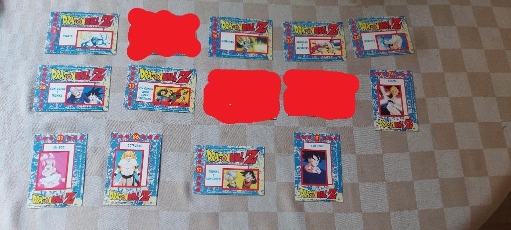 14 spaanse dragonball z kaarten Spaanse, Ophalen of Verzenden, Zo goed als nieuw, Meerdere kaarten