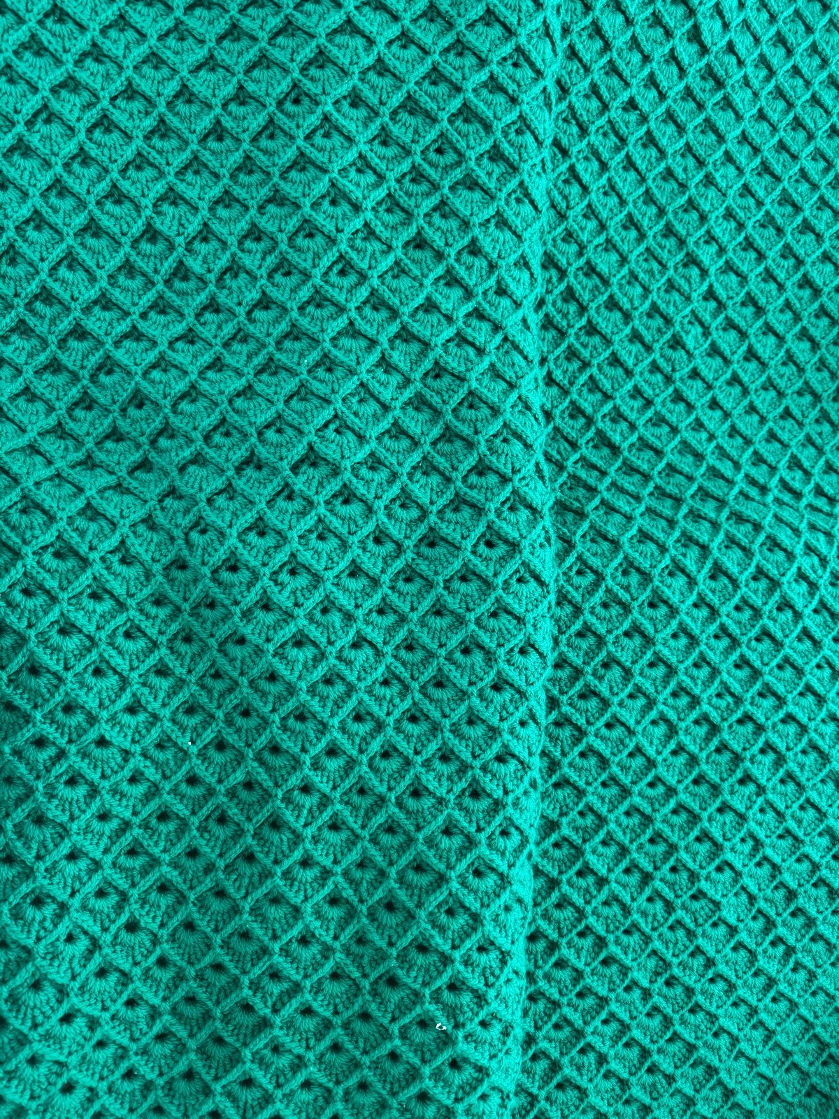 Handgemaakte Groene Gehaakte Deken - 130x130cm, Huis en Inrichting, Woonaccessoires | Plaids en Woondekens, Ophalen, Nieuw