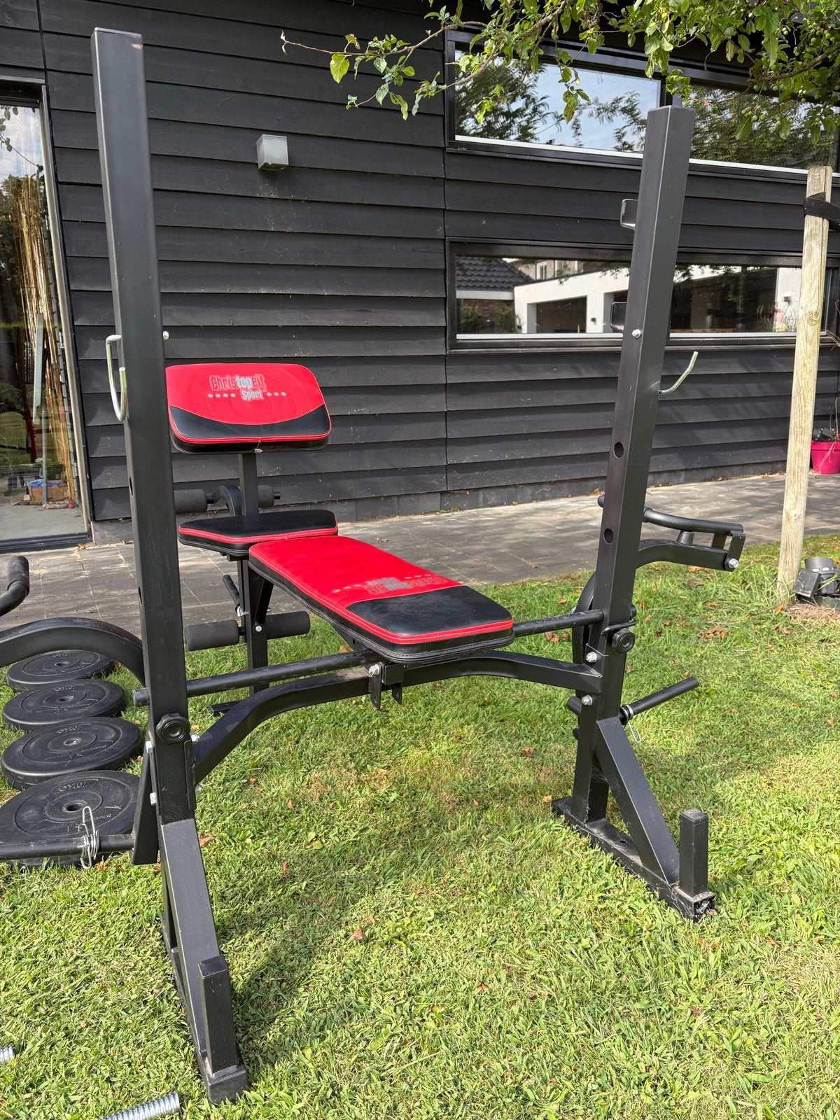 Fitnessbank met Halters en Gewichten, Sport en Fitness, Ophalen, Gebruikt, Armen, Fitnessbank