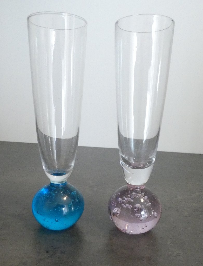2x Glazen deco design vaasjes [1718], Ophalen