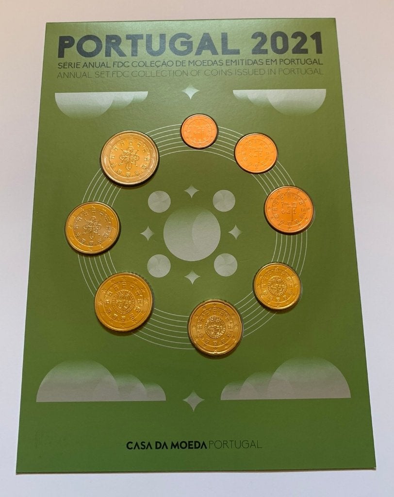 FDC set Portugal 2021 in blister (1 Cent - 2 Euro), Postzegels en Munten, Verzenden, Portugal, Overige waardes, Setje