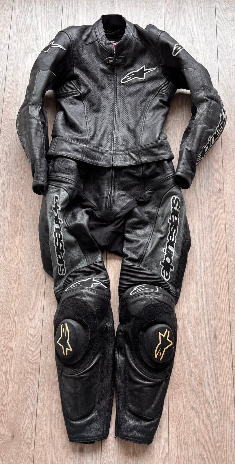 Alpinestars 2-delig leren motorpak, Motoren, Kleding | Motorkleding, Ophalen, Tweedehands, Combipak