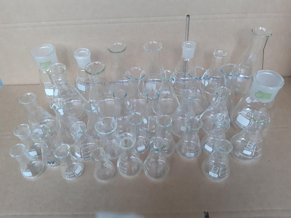 laboratorium erlenmeyer flask glaswerk Schott Duran korting, Ophalen, Gebruikt
