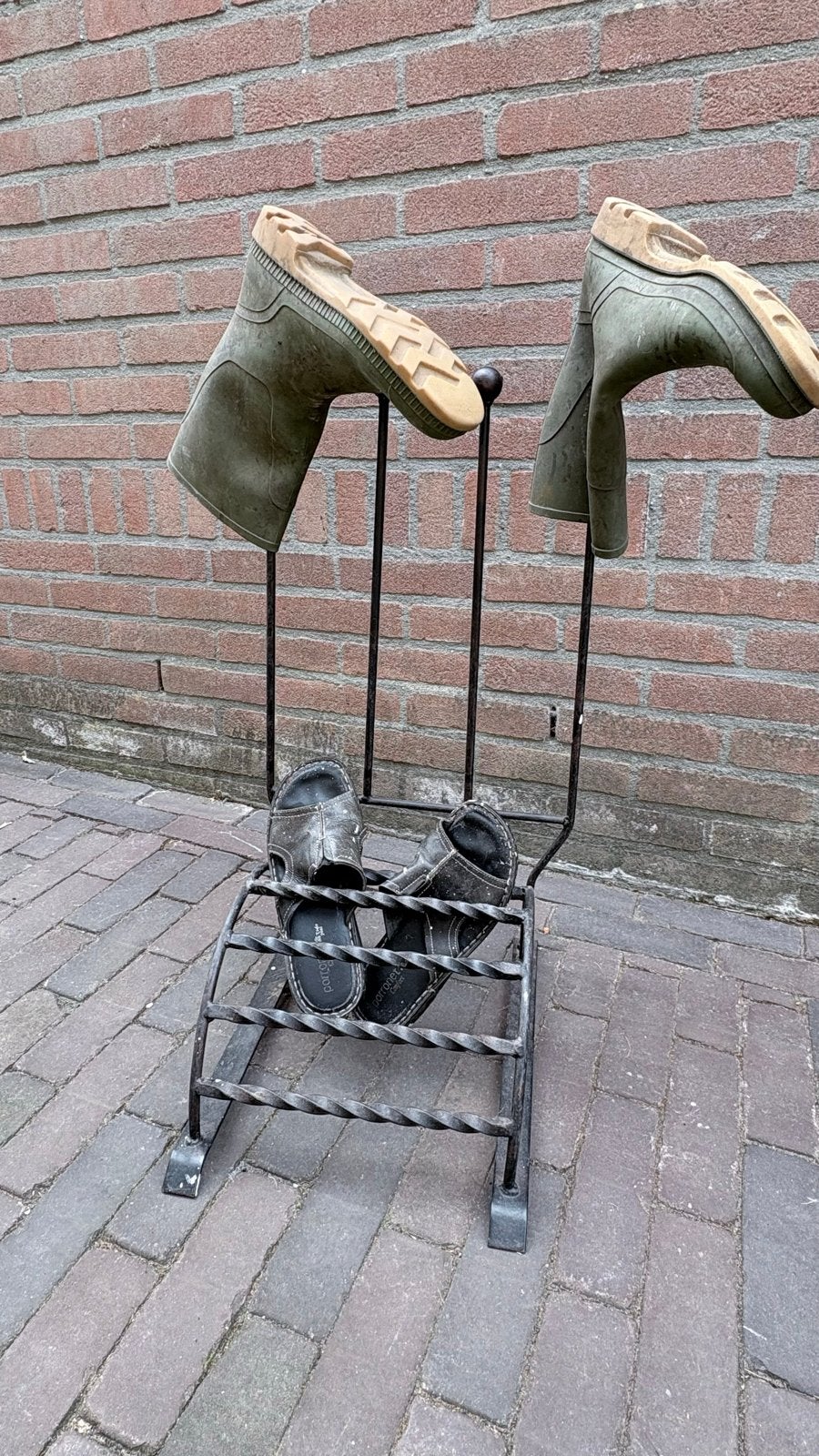 Smeedijzeren laarzenrek / schoenenrek /voor binnen-buiten, Ophalen, Gebruikt, Overige typen, Minder dan 100 cm