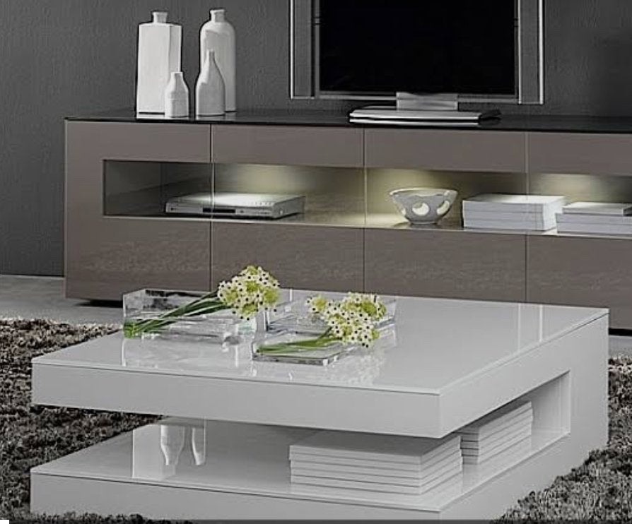 Karat Salontafel S100 met 2 glazen bladen - 100x100xH37 cm, Ophalen, Gebruikt, 100 tot 150 cm, Vierkant