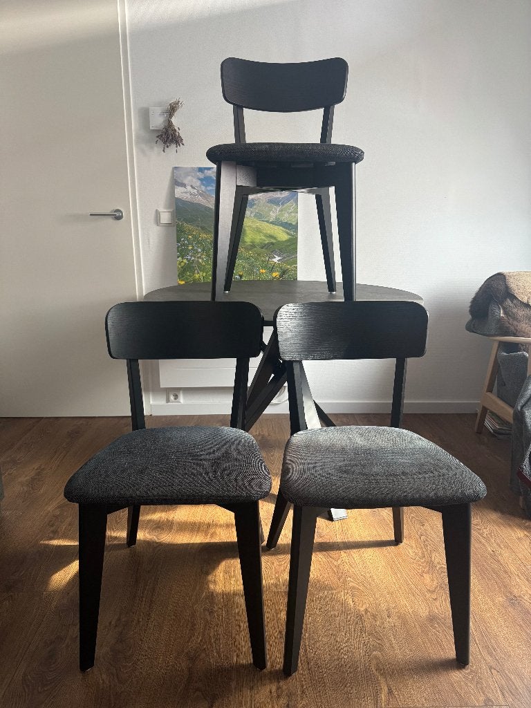 3 IKEA LISABO eetkamerstoelen – zwart/Tallmyra zwart-grijs, Ophalen, Gebruikt, Drie, Zwart