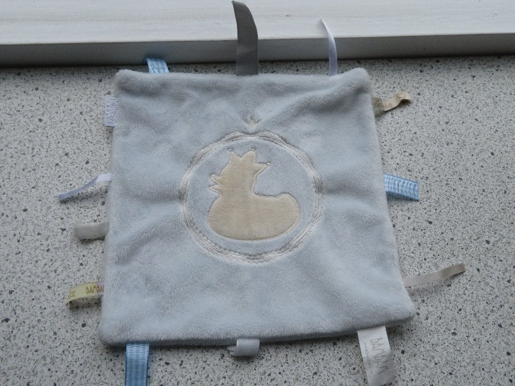 Knuffeldoek Bam Bam licht blauw velours met eend labeldoek, Blauw, Ophalen of Verzenden, Zo goed als nieuw, Wasbaar