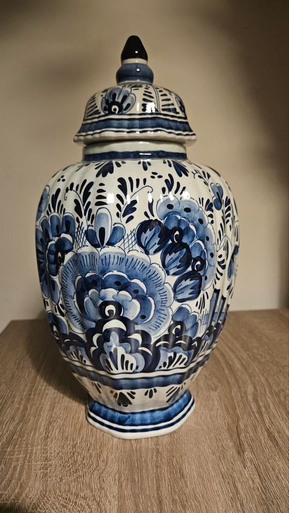 Prachtige Delfts blauwe gemberpot, handgeschilderd, Ophalen